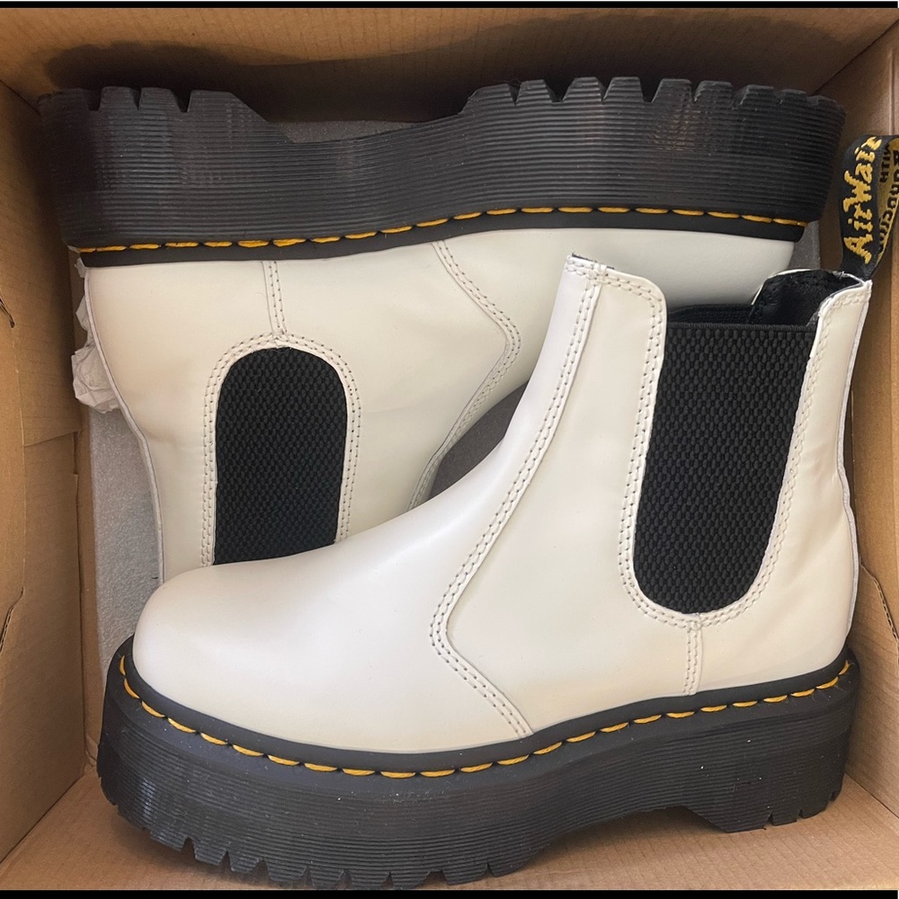 Dr. Martens Women’s Chelsea Platform Boots in White